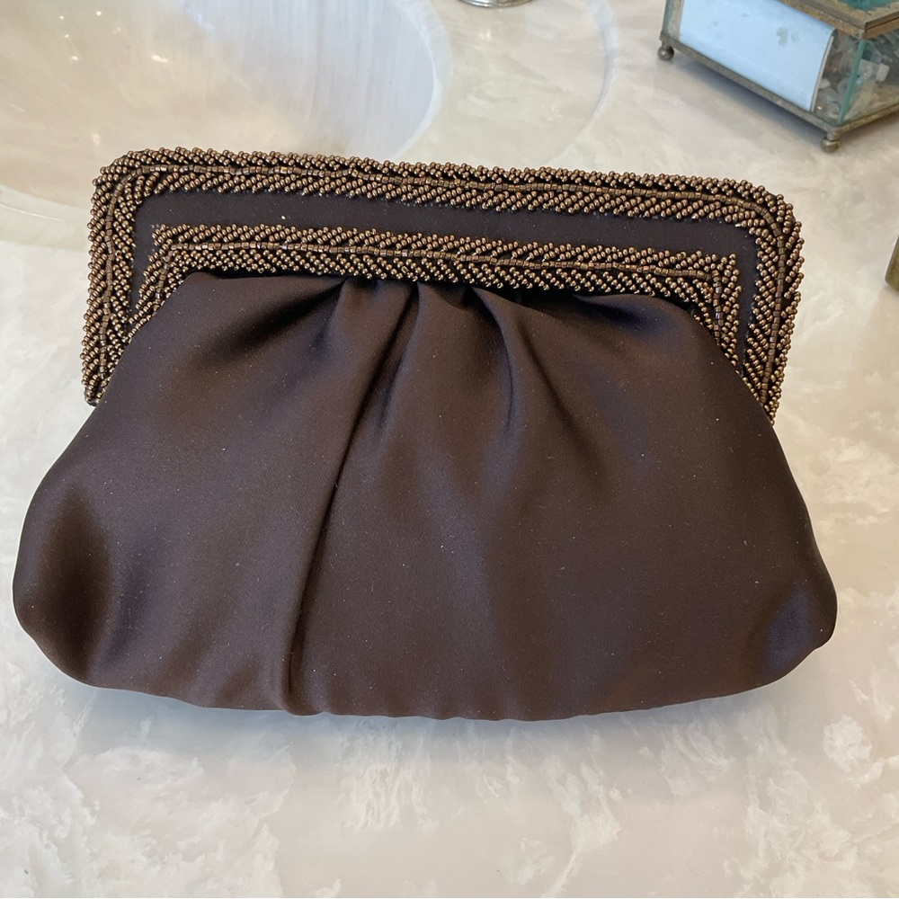 Balborg beaded satin clutch evening bag with strap, NWT yet vintage, excellent! - Picture 3 of 13